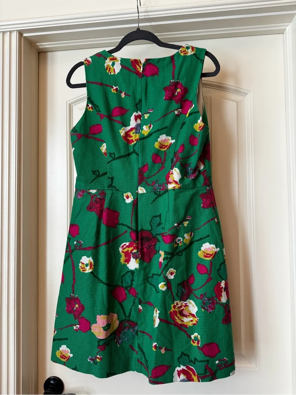J. Crew Green Floral Sleeveless A-Line Dress